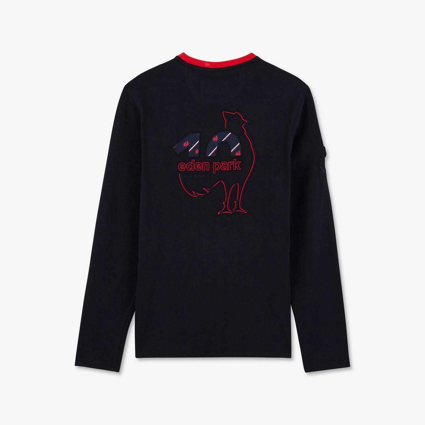 T-shirt bleu marine manches longues détails broderies n°10 et XV de France