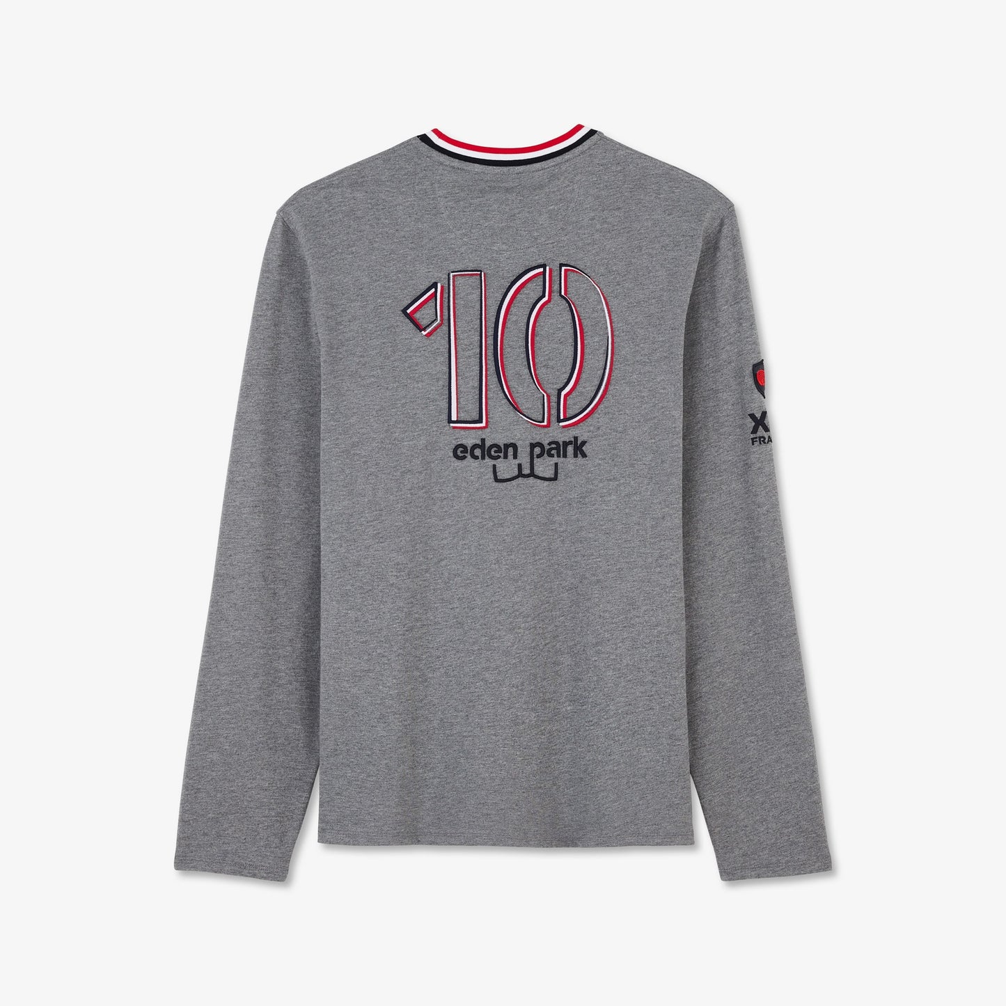 T-shirt gris manches longues détails broderies n°10 et XV de France