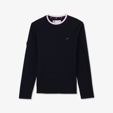 Navy blue long-sleeved T-shirt with cockerel and XV de France embroidered detail - Image 2