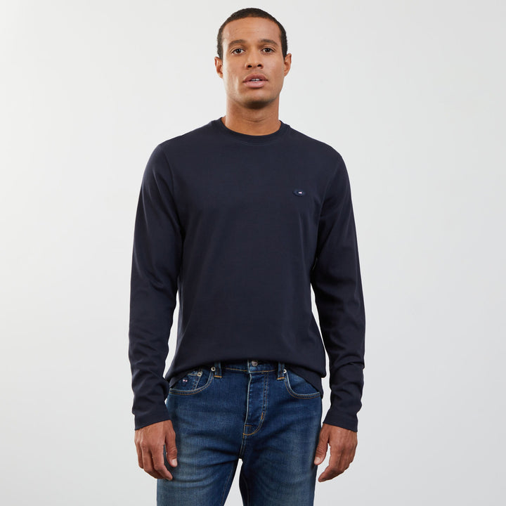T-shirt manches longues bleu foncé à broderie French Flair dos