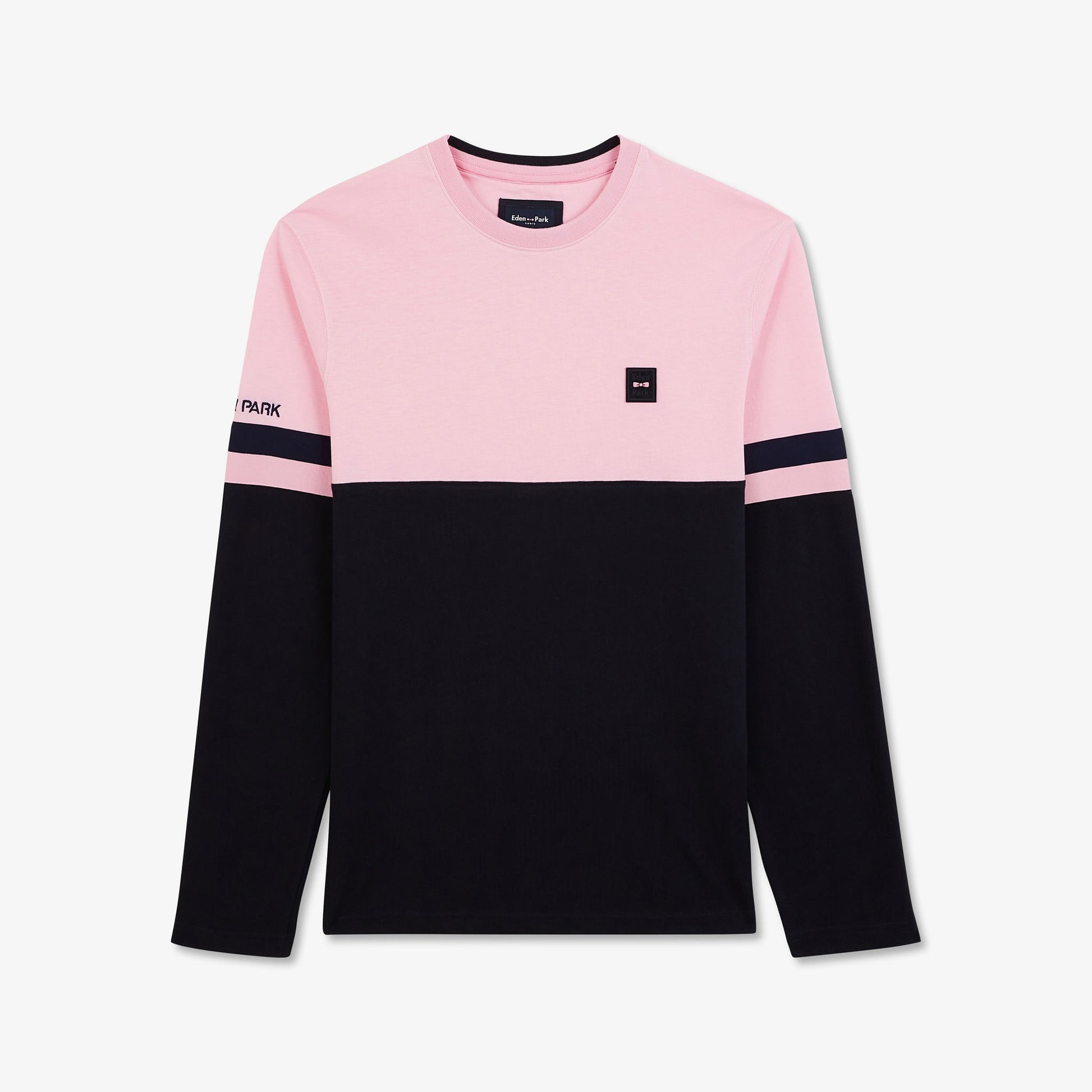 T-shirt bleu marine colorblock à manches longues