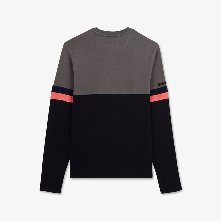 T-shirt gris colorblock à manches longues
