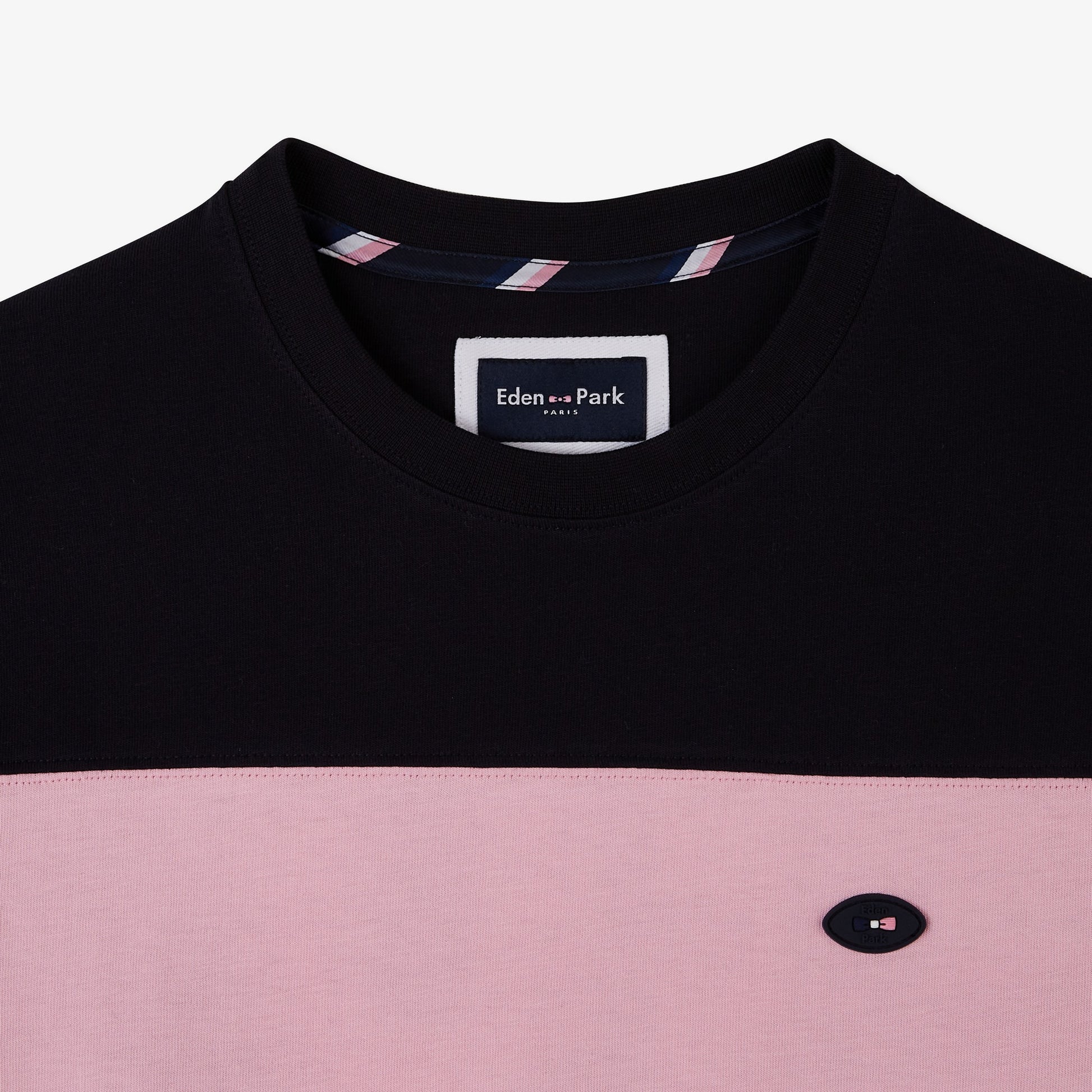 T-shirt cerclé bleu foncé à manches longues