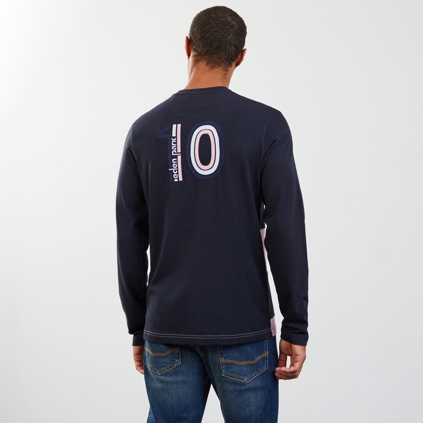 T-shirt cerclé bleu foncé à manches longues