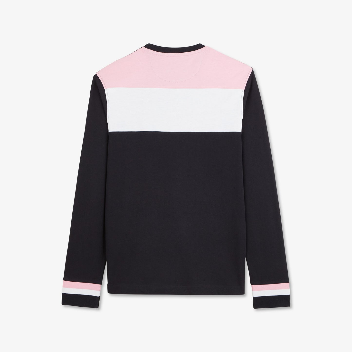 T-shirt colorblock bleu foncé manches longues détails tricolores