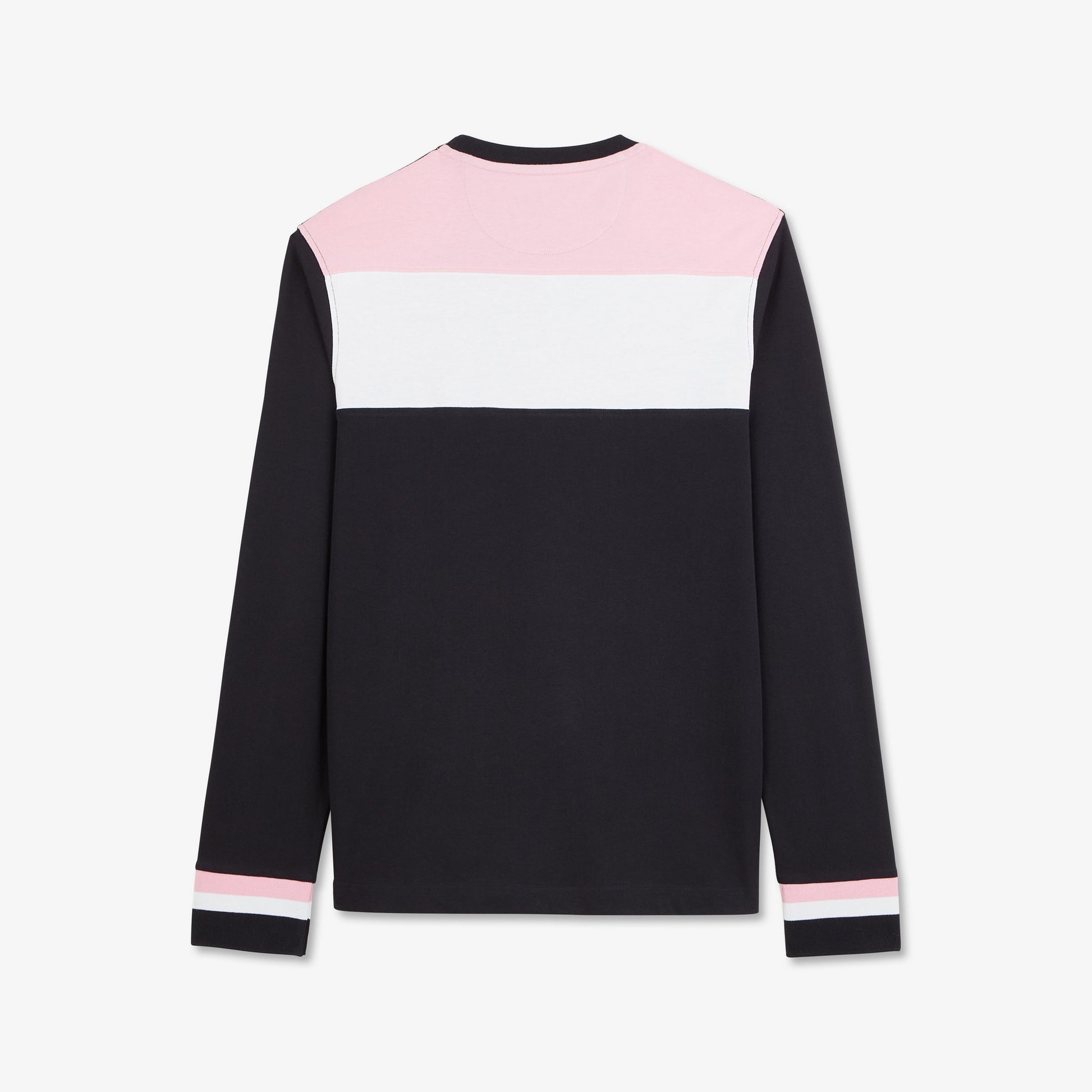T-shirt colorblock bleu foncé manches longues détails tricolores