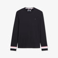 T-shirt colorblock bleu foncé manches longues détails tricolores