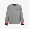 T-shirt colorblock gris manches longues détails tricolores