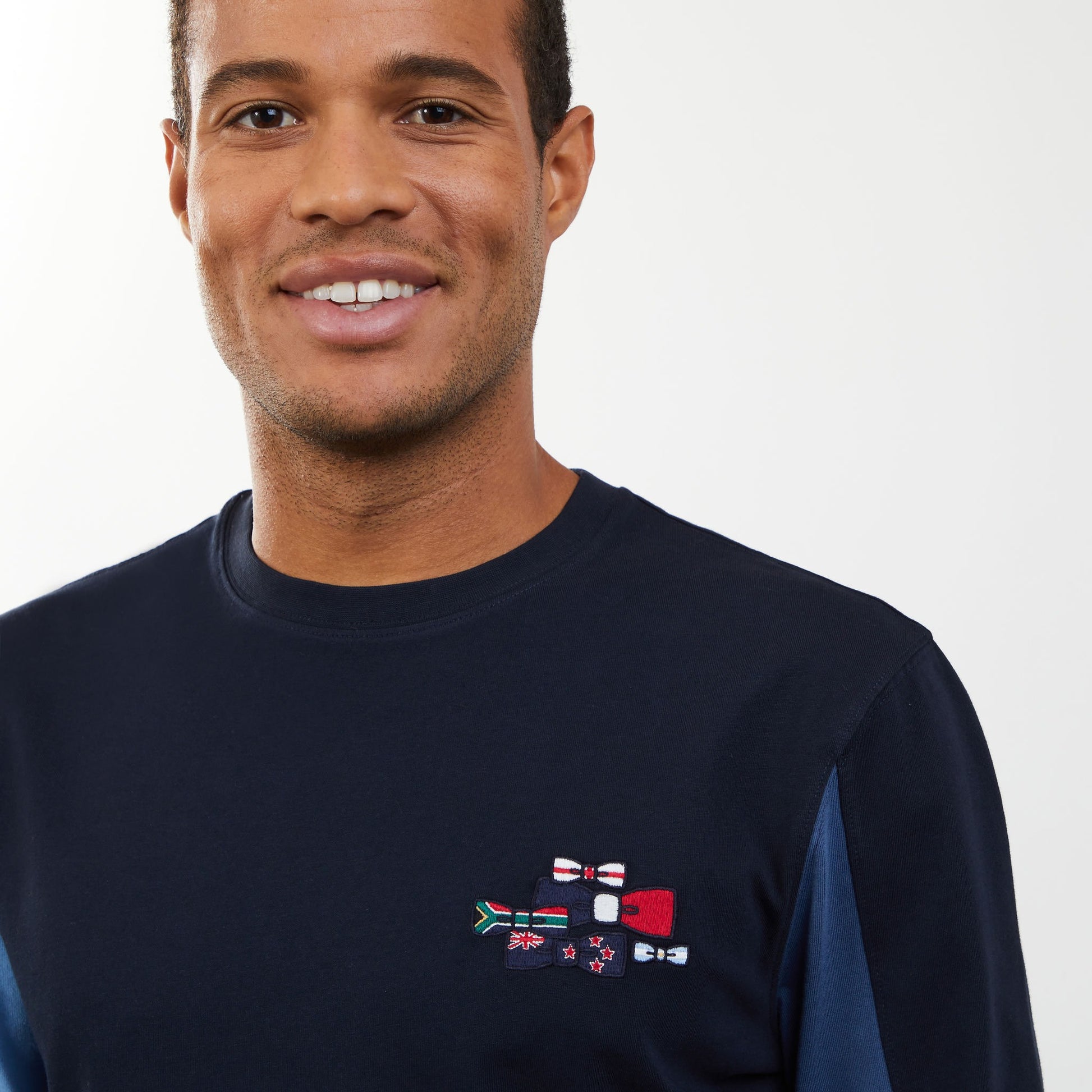 T-shirt manches longues colorblock bleu foncé