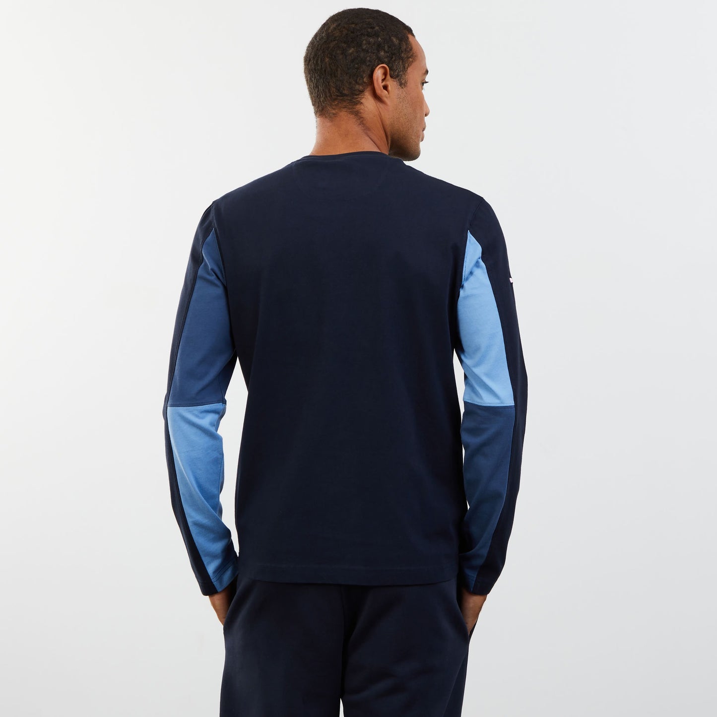 T-shirt manches longues colorblock bleu foncé