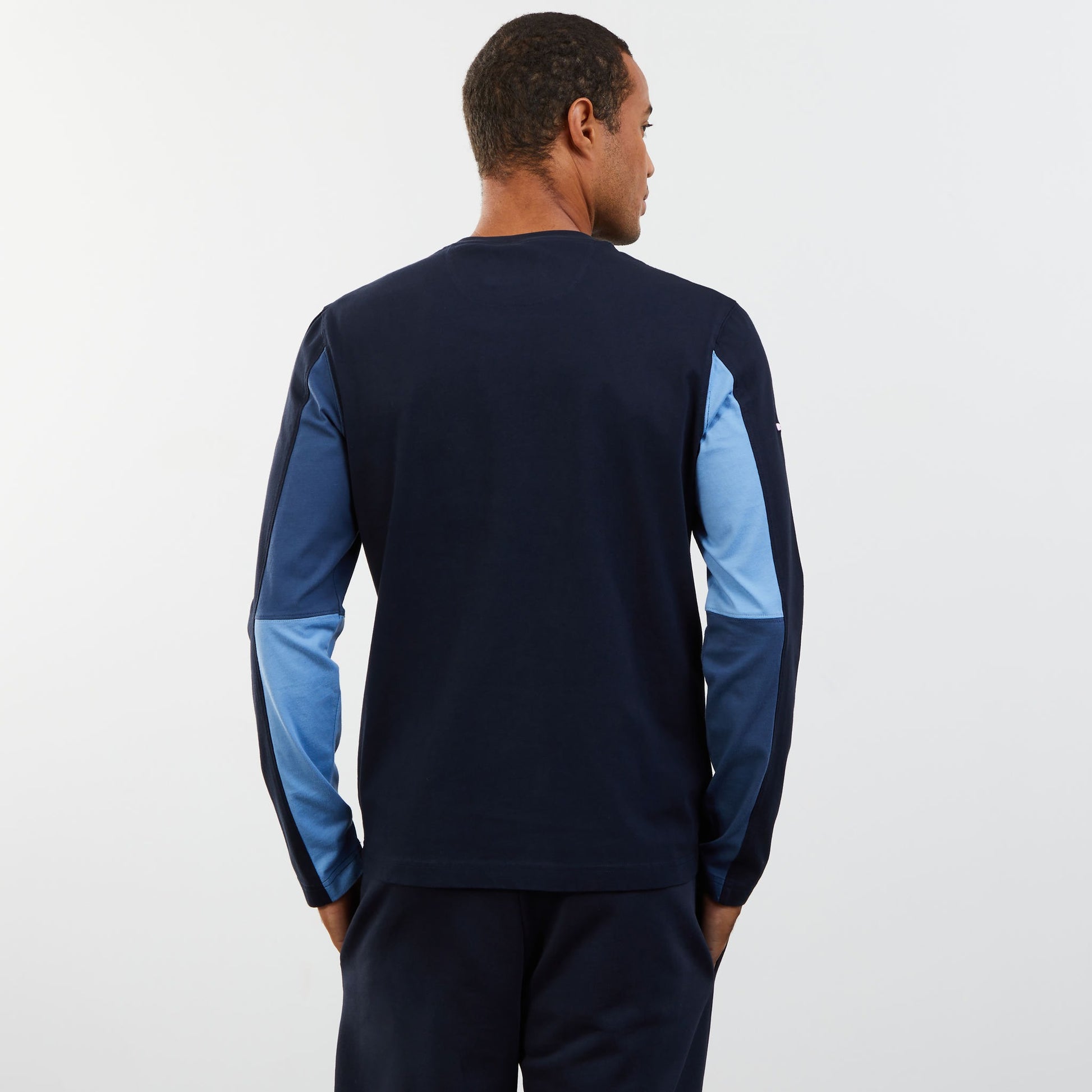 T-shirt manches longues colorblock bleu foncé
