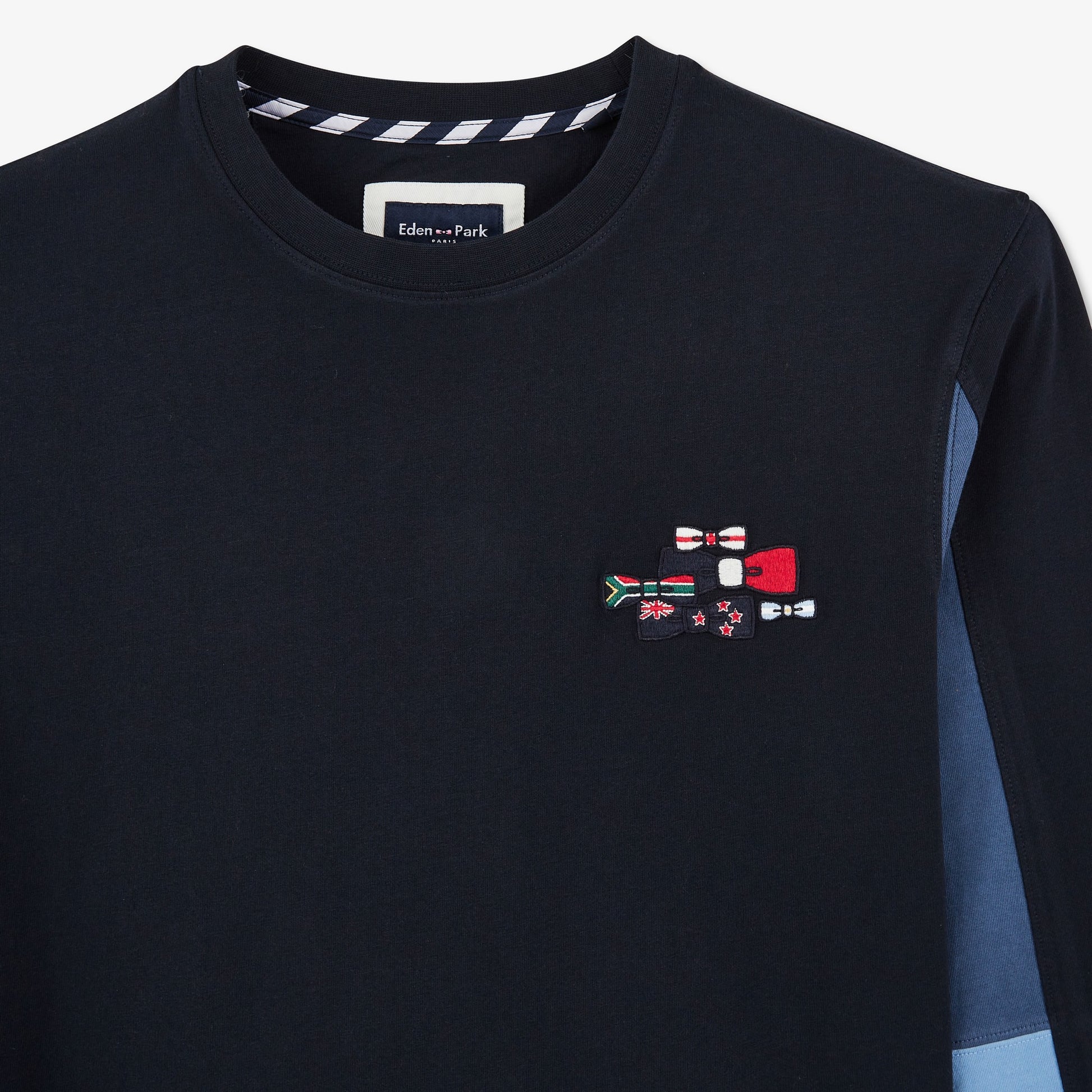 T-shirt manches longues colorblock bleu foncé
