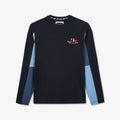 T-shirt manches longues colorblock bleu foncé