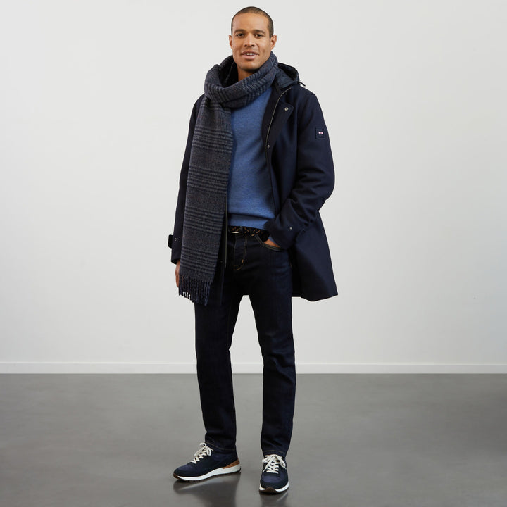 Manteau long bleu marine
