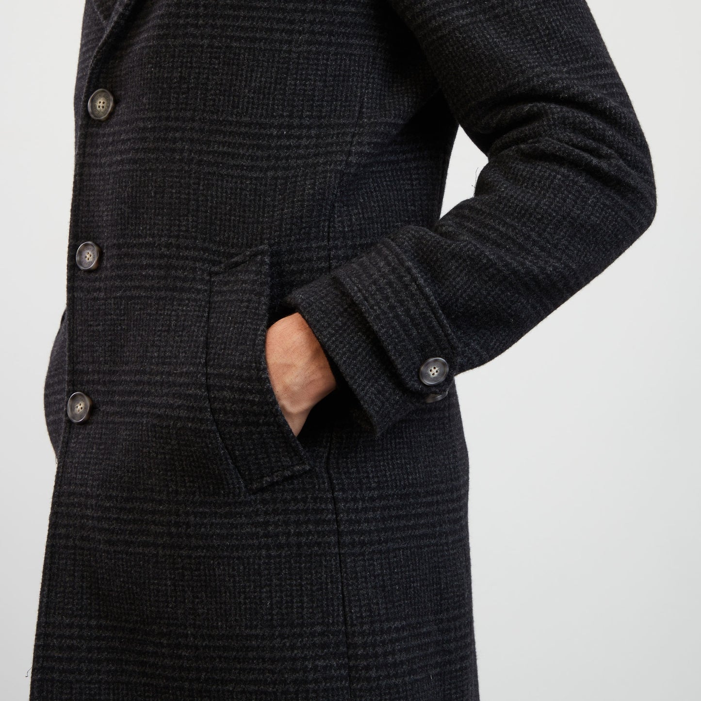 Manteau gris foncé motif prince-de-galles à parmenture amovible