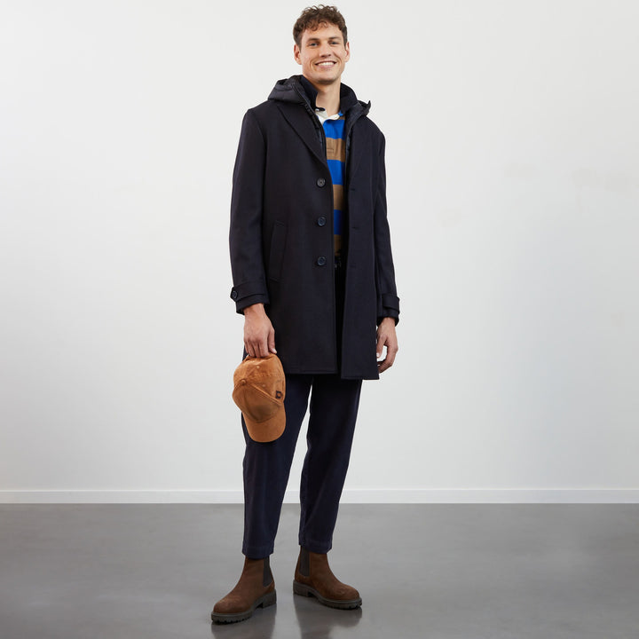 Manteau bleu foncé avec parmenture amovible