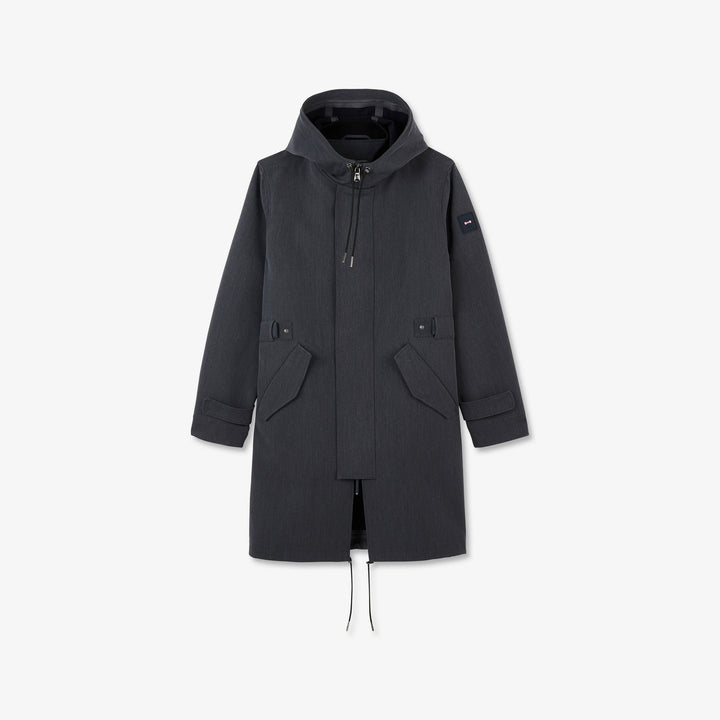 Parka grise longue en tissu stretch