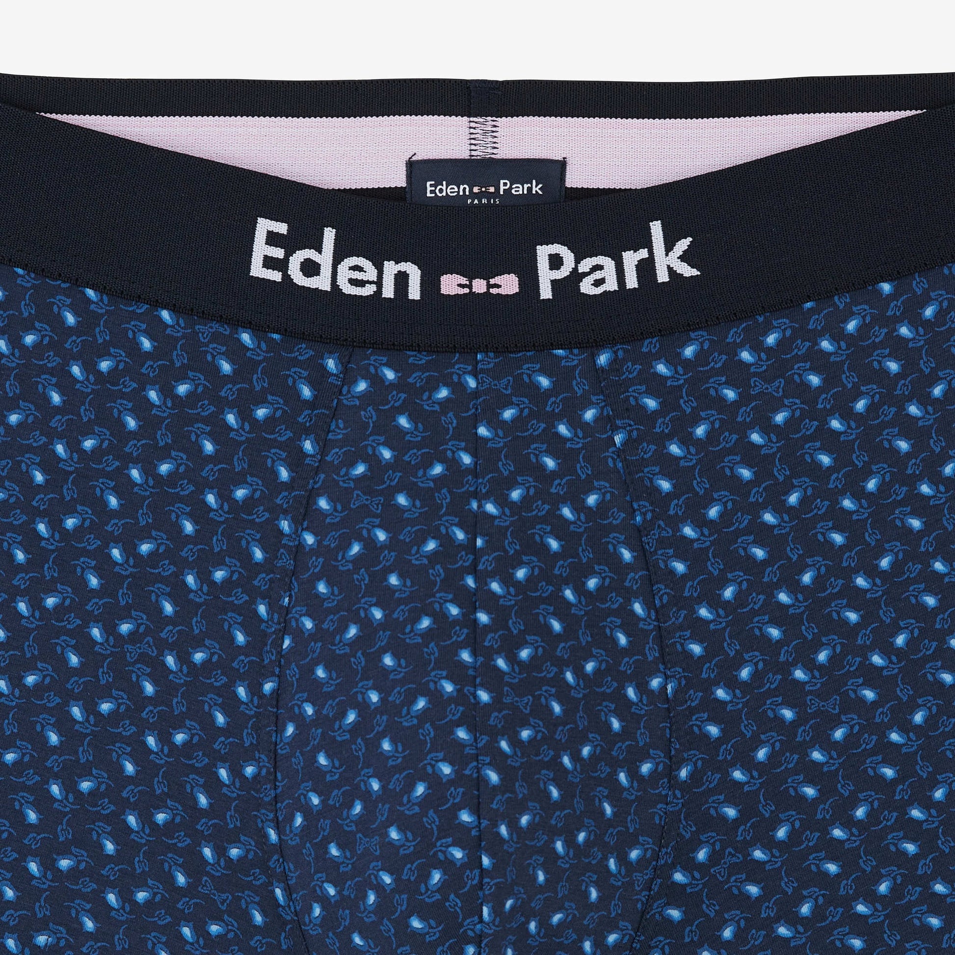 Boxer bleu imprimé exclusif fleuri