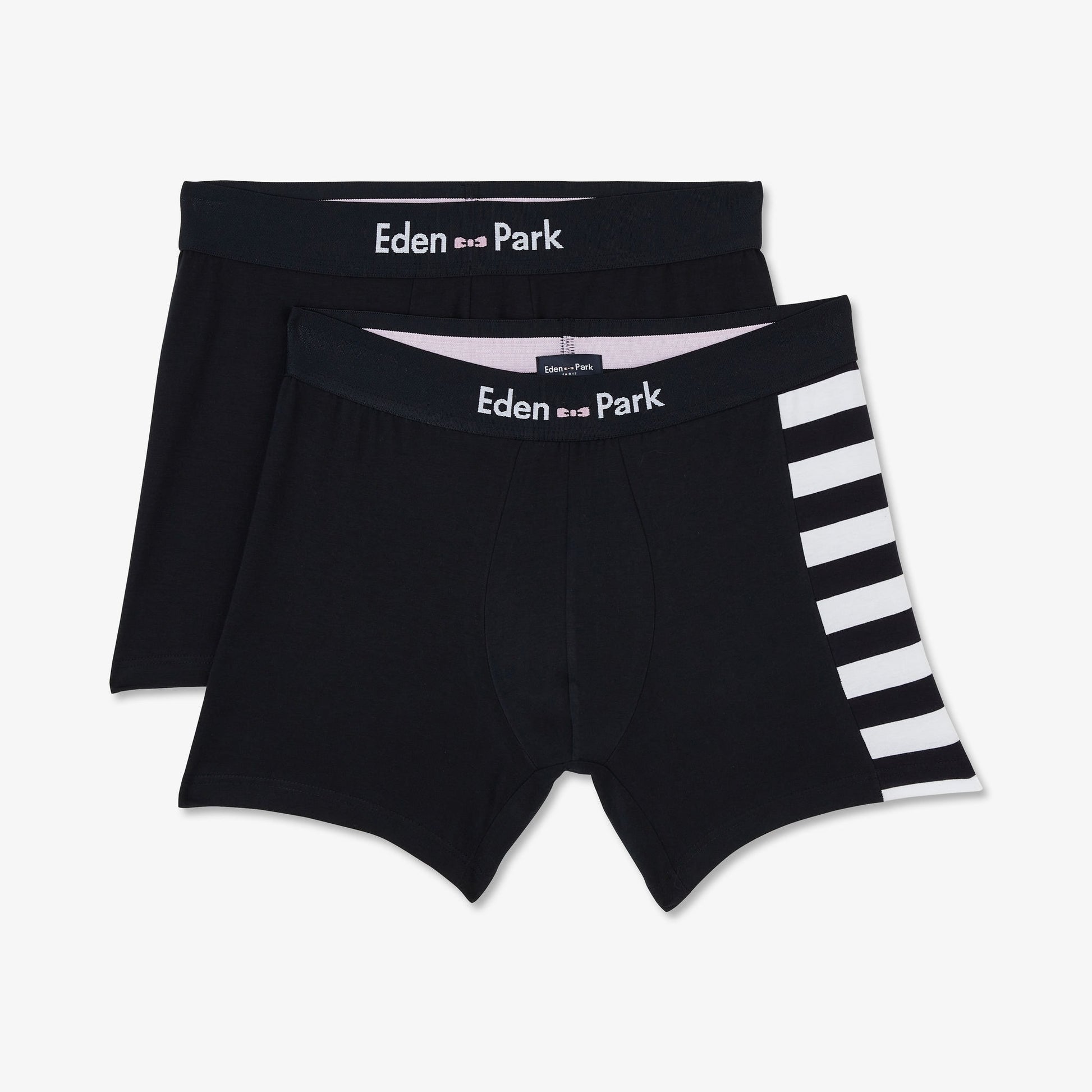 Pack de 2 boxers bleu marine détails rayures et uni