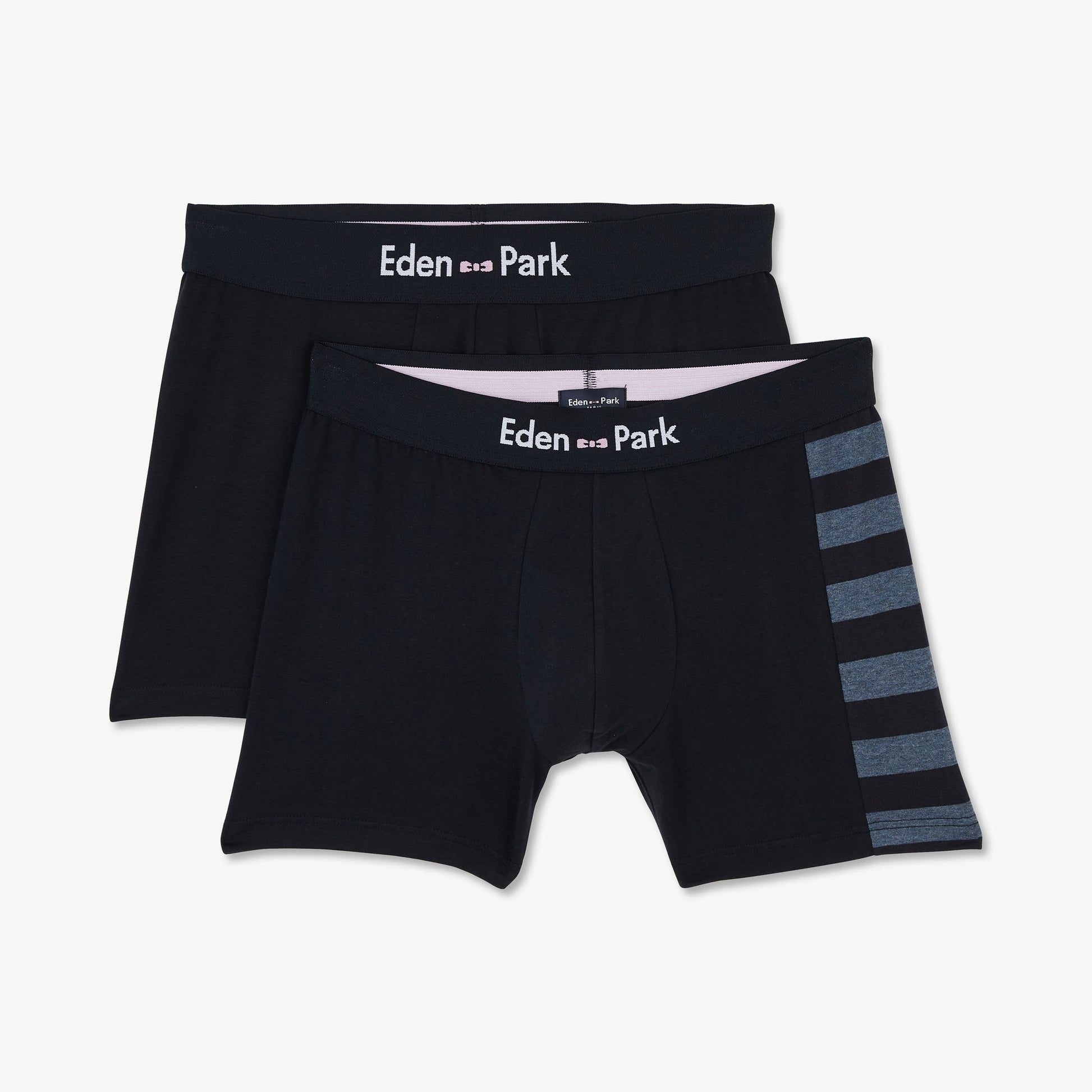 Pack de 2 boxers bleu marine détails rayures et uni