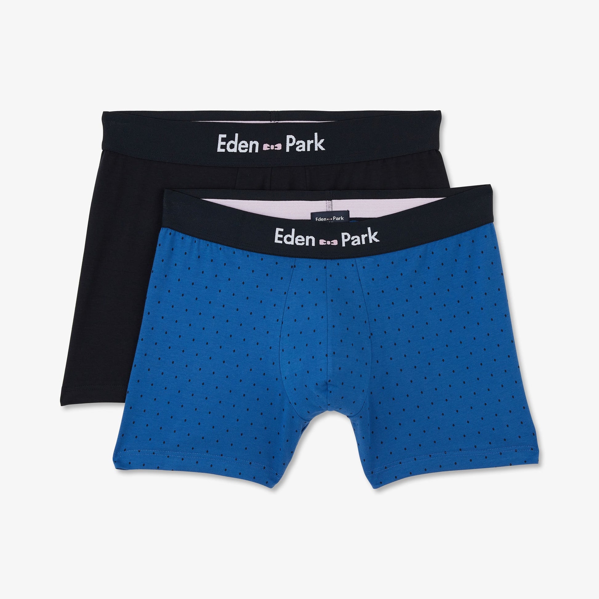 Pack de 2 boxers bleu à pois et bleu marine uni