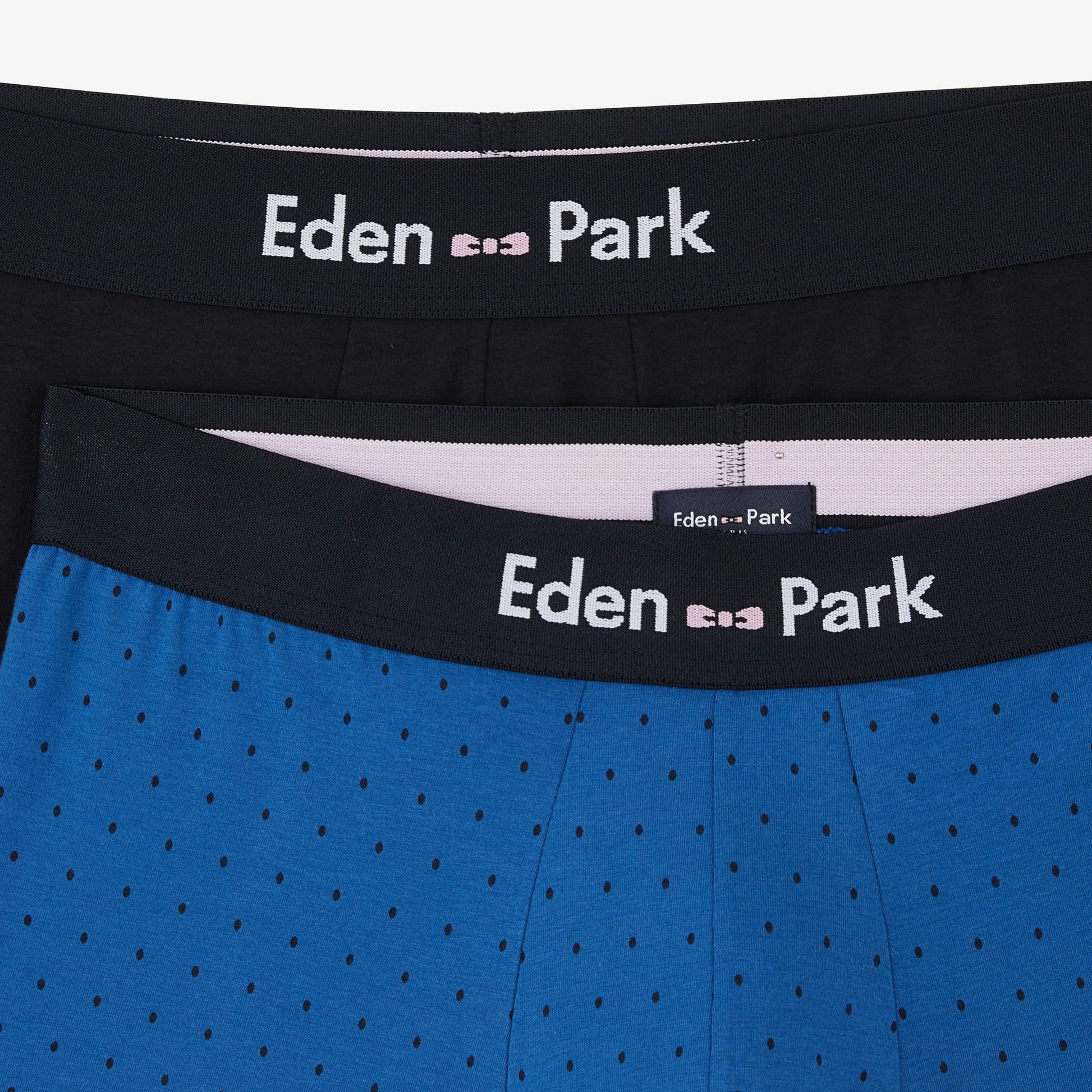 Pack de 2 boxers bleu à pois et bleu marine uni