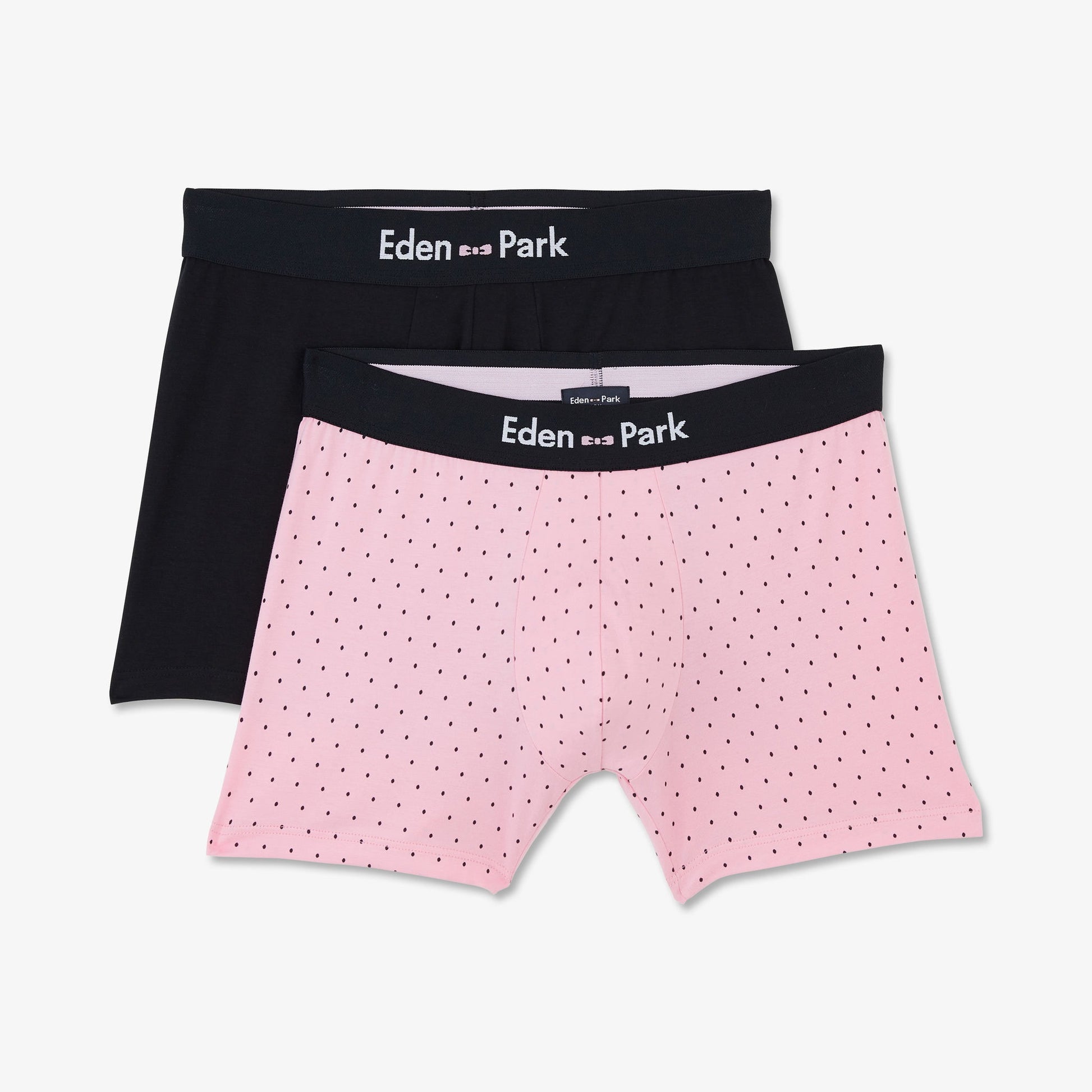 Pack de 2 boxers rose à pois et bleu marine uni