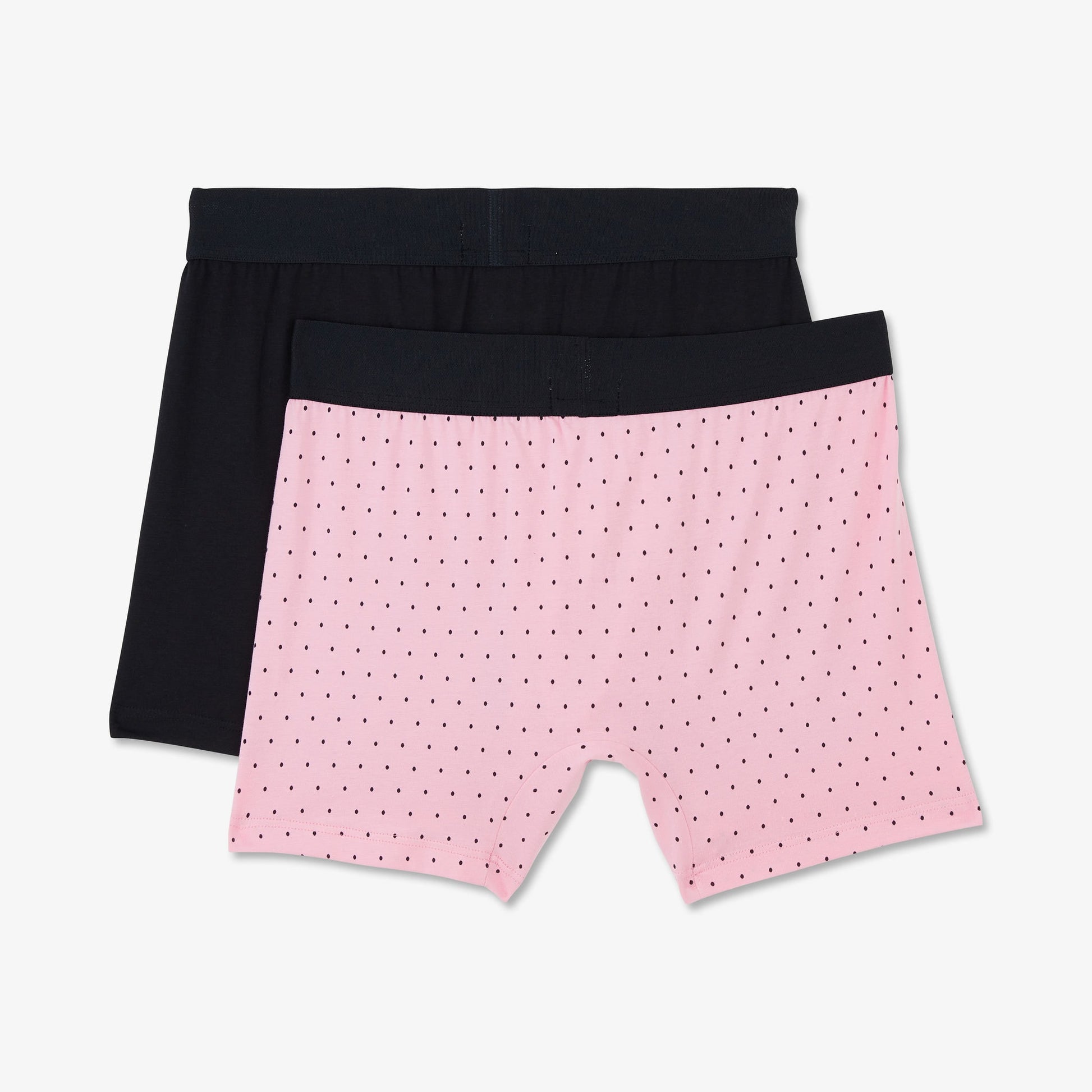 Pack de 2 boxers rose à pois et bleu marine uni