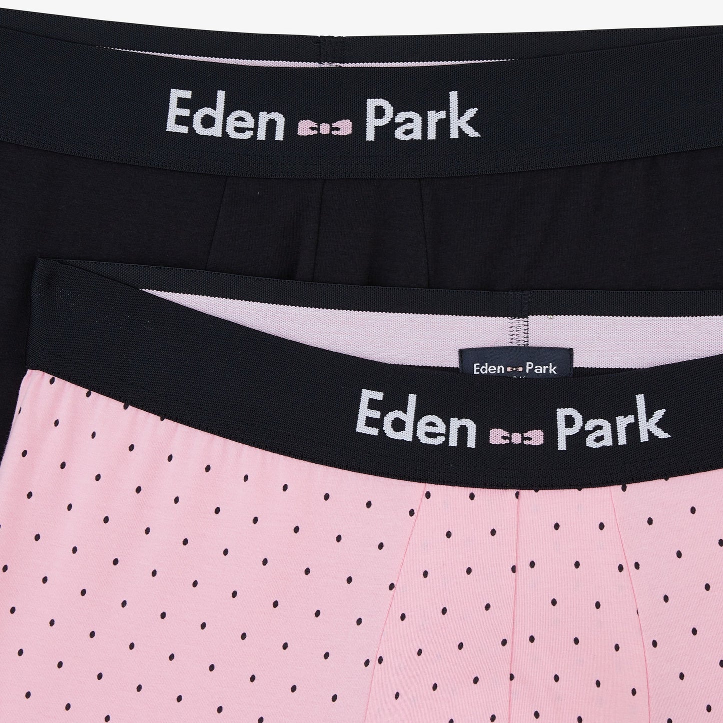 Pack de 2 boxers rose à pois et bleu marine uni