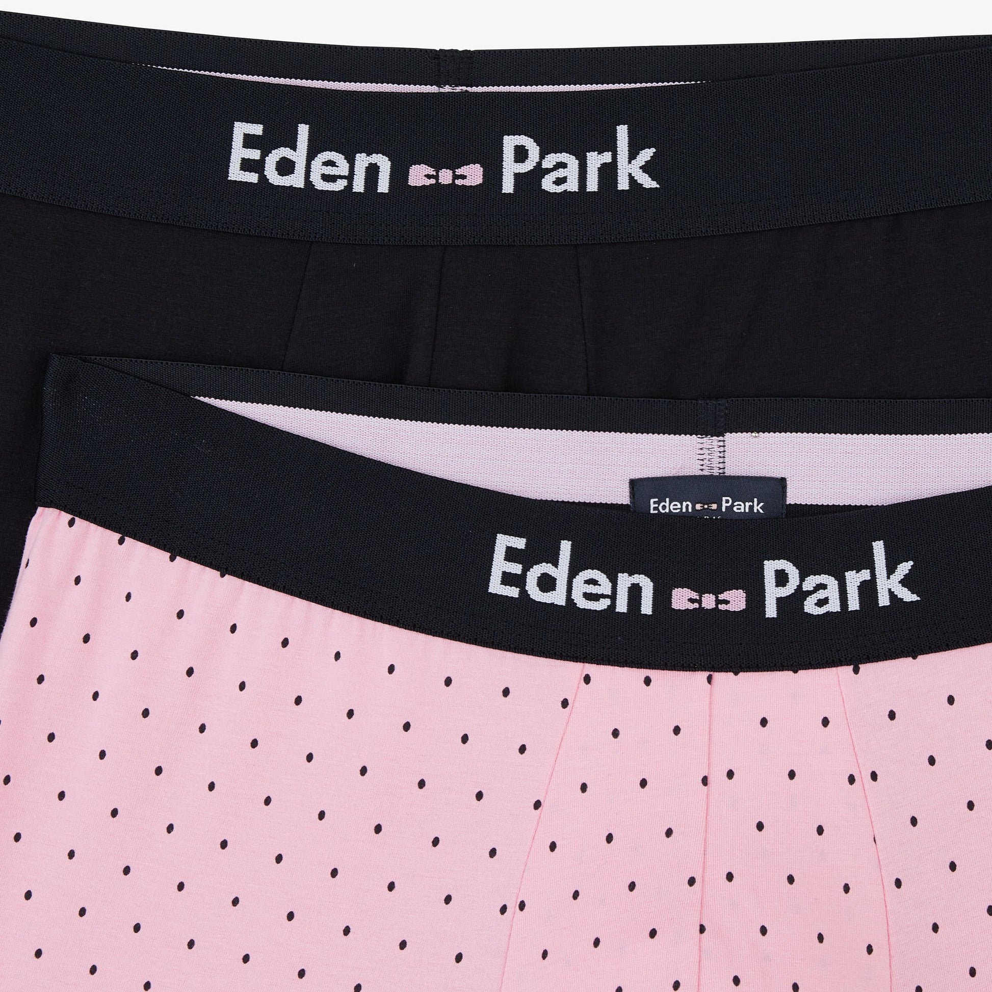 Pack de 2 boxers rose à pois et bleu marine uni
