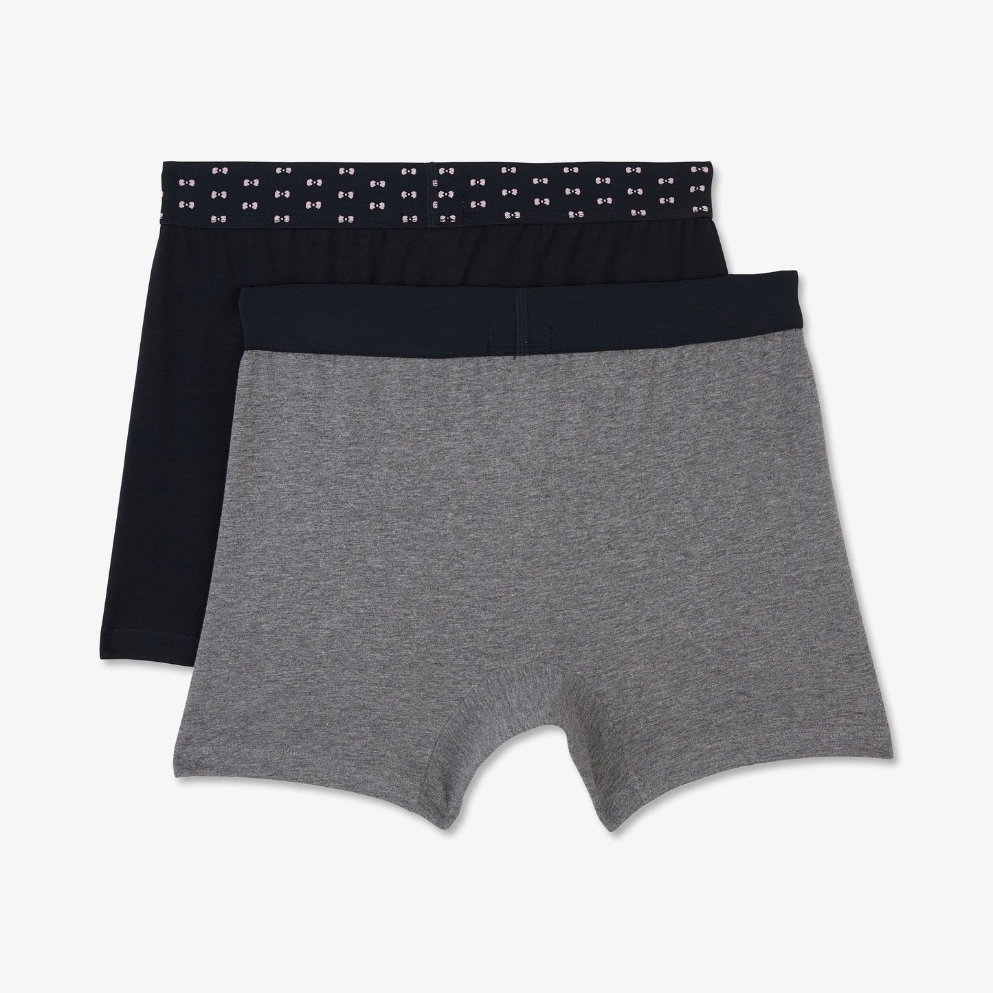 Pack de 2 boxers gris uni et détails noeuds papillon