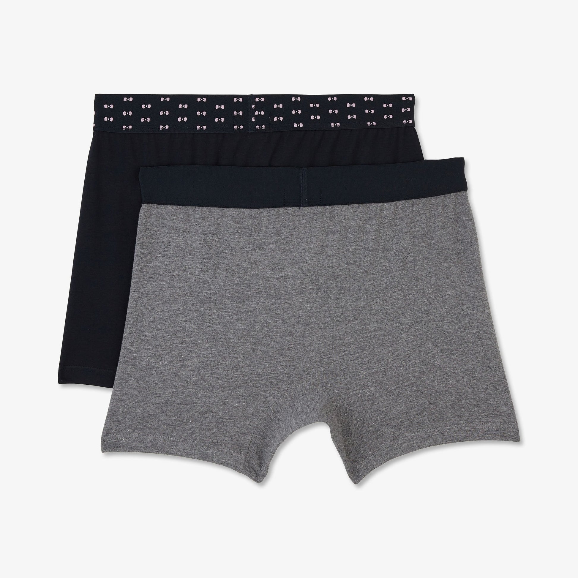 Pack de 2 boxers gris uni et détails noeuds papillon