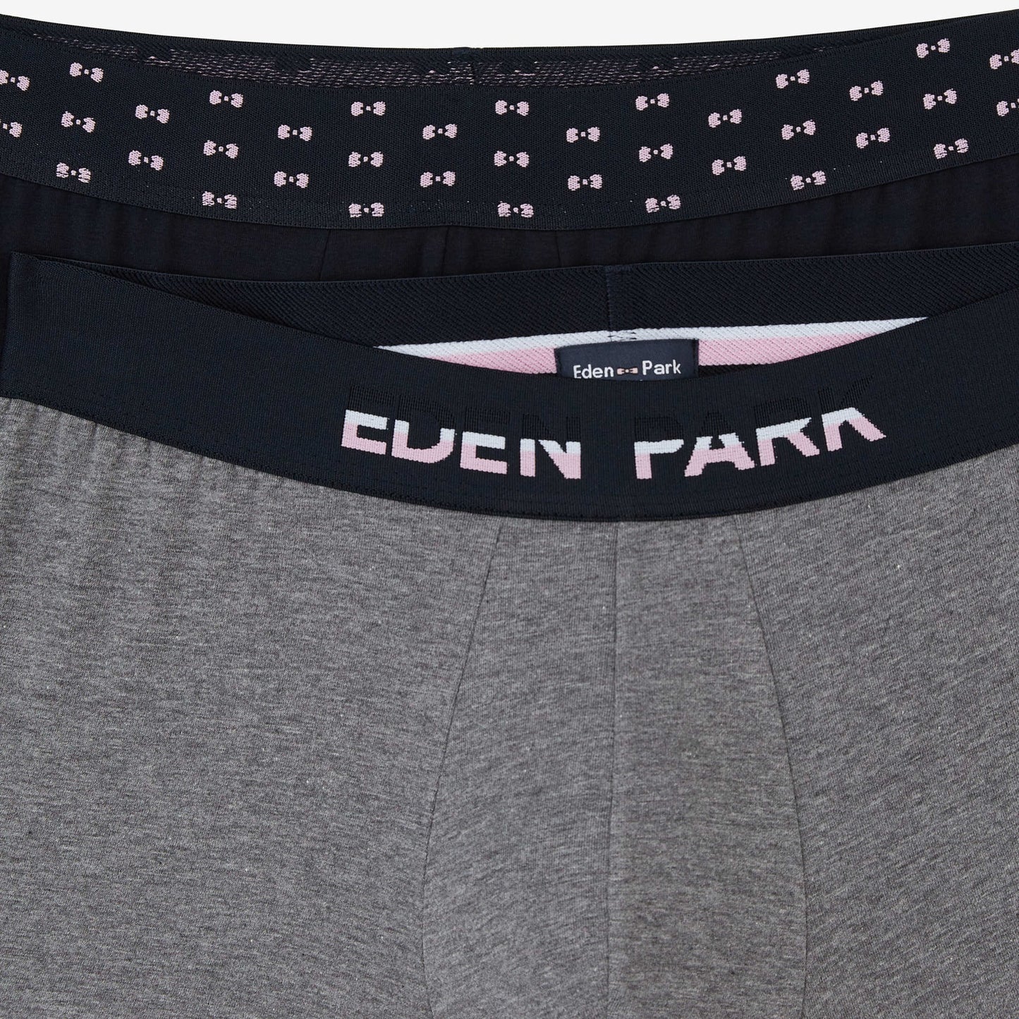 Pack de 2 boxers gris uni et détails noeuds papillon