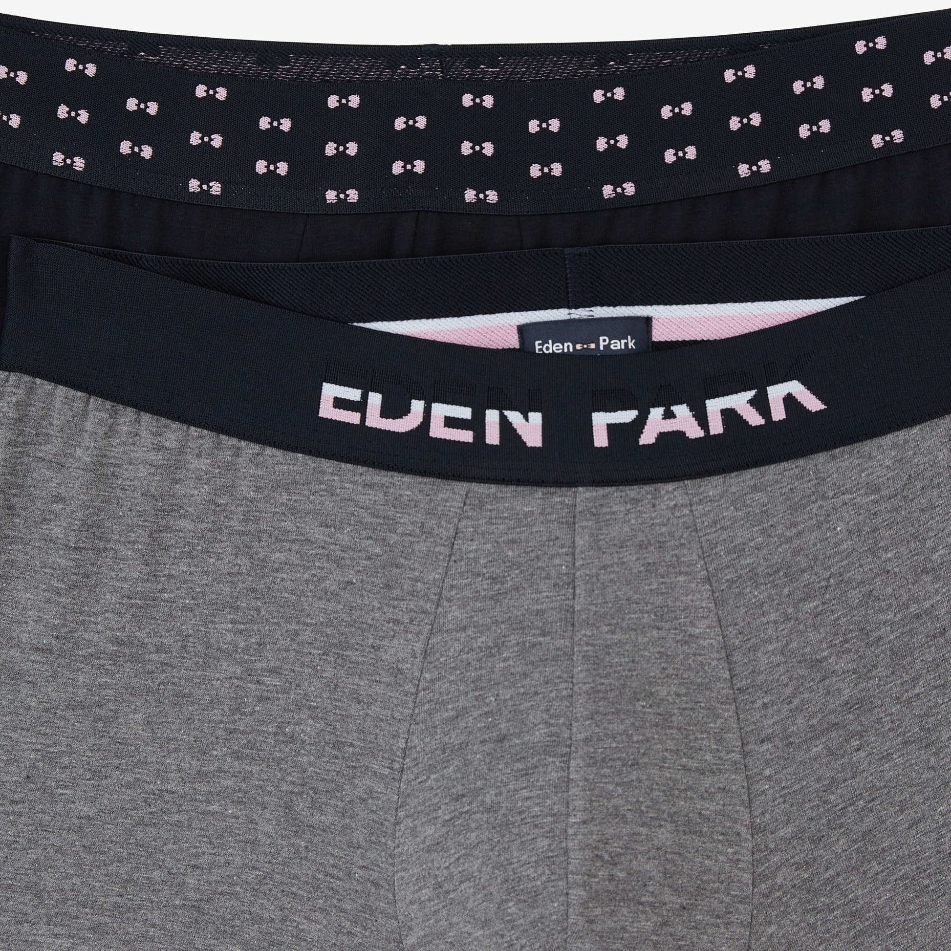 Pack de 2 boxers gris uni et détails noeuds papillon
