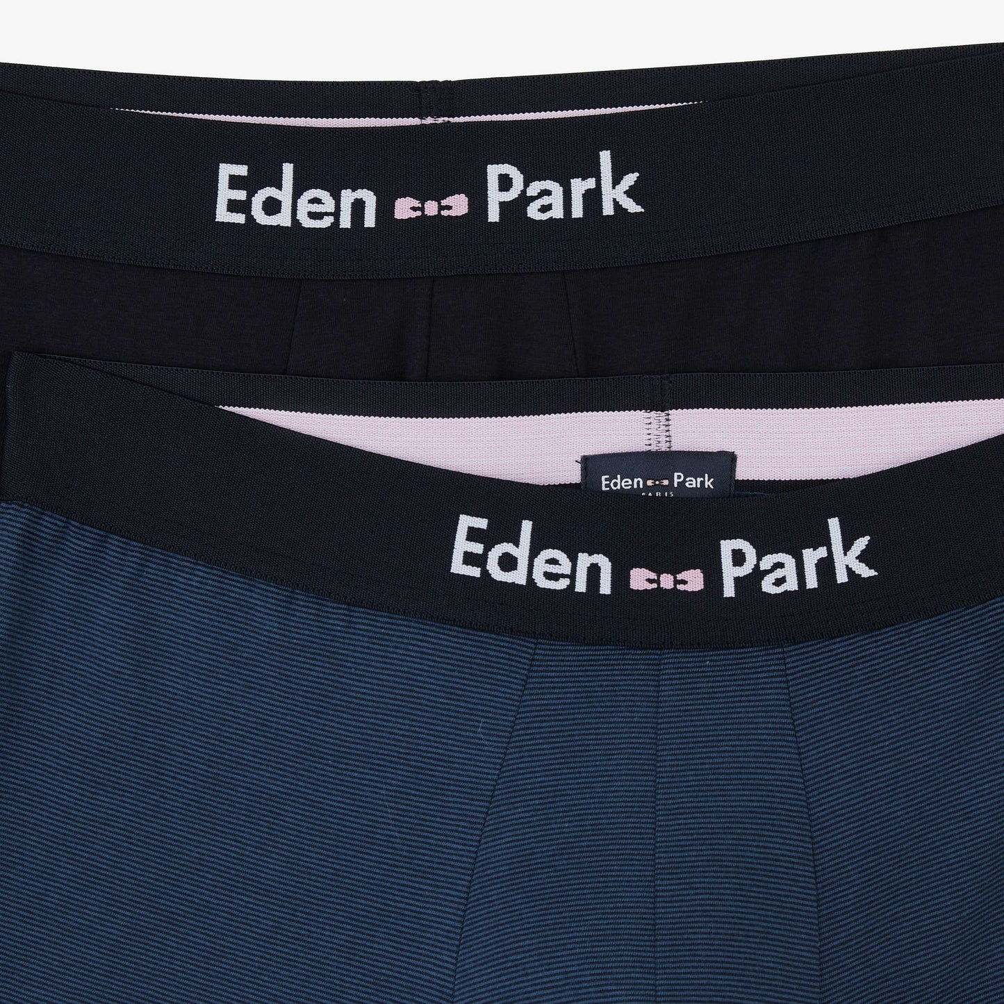 Pack de 2 boxers bleu rayé et bleu marine uni