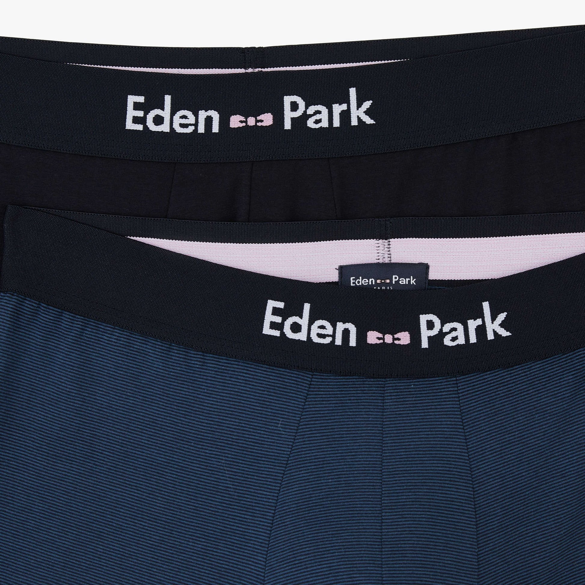 Pack de 2 boxers bleu rayé et bleu marine uni