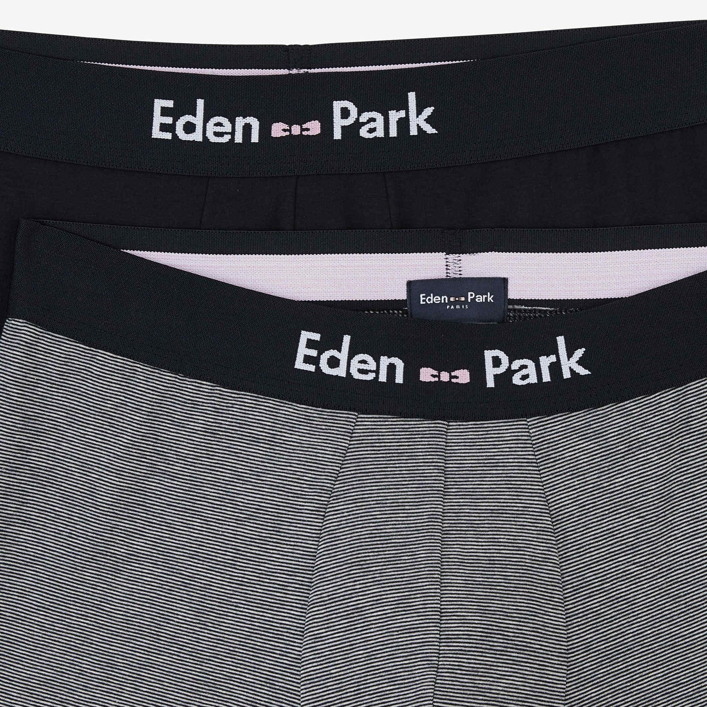Pack de 2 boxers gris rayé et bleu marine uni