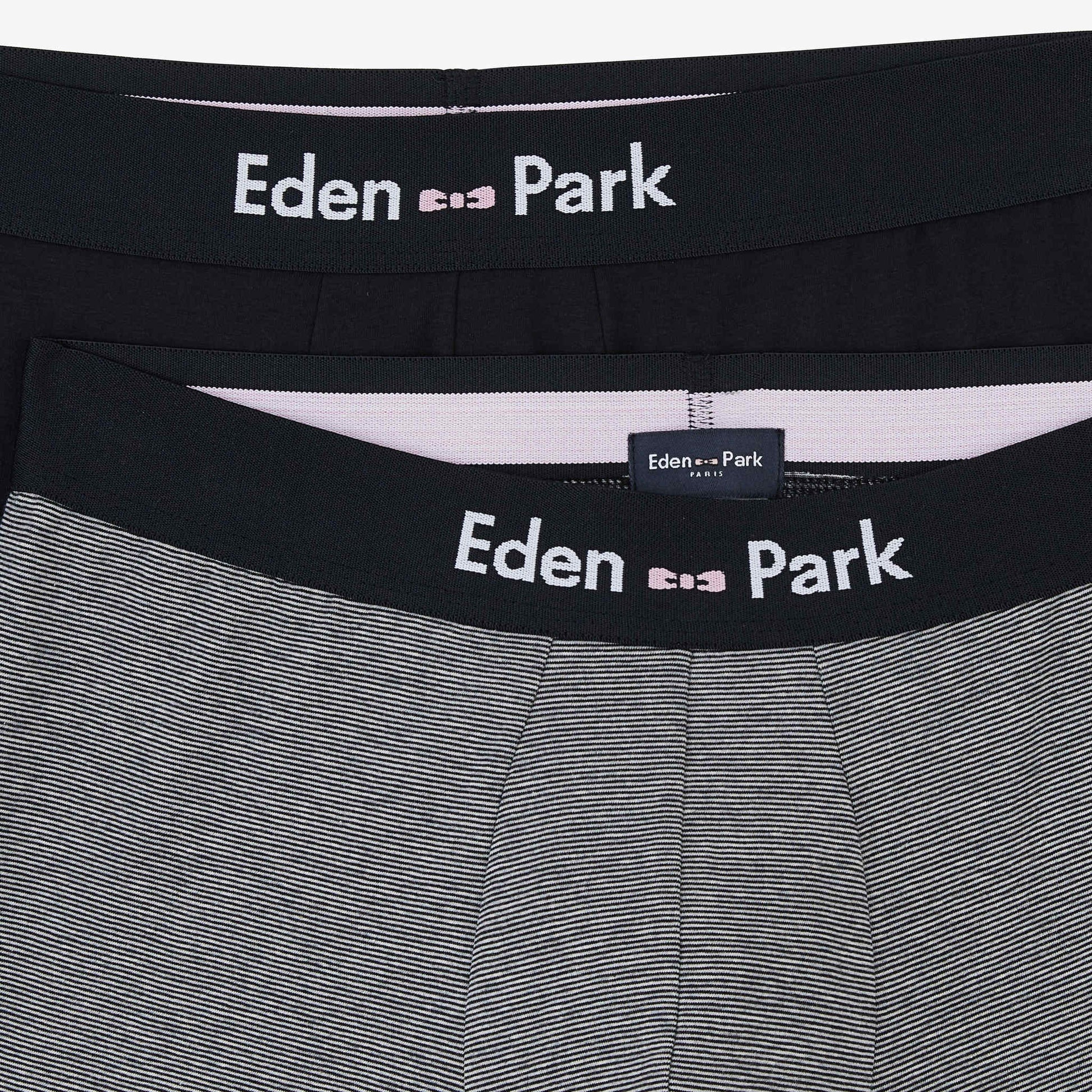 Pack de 2 boxers gris rayé et bleu marine uni