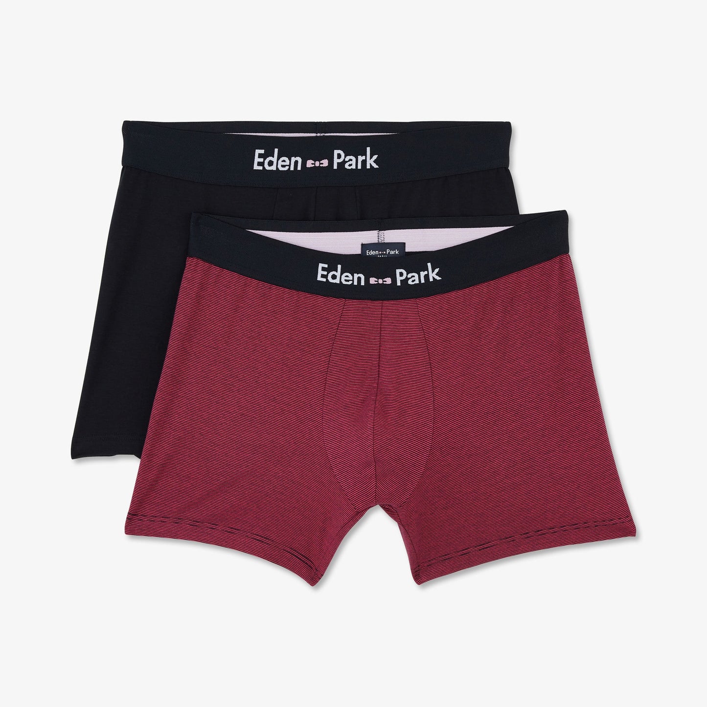 Pack de 2 boxers rouge rayé et bleu marine uni