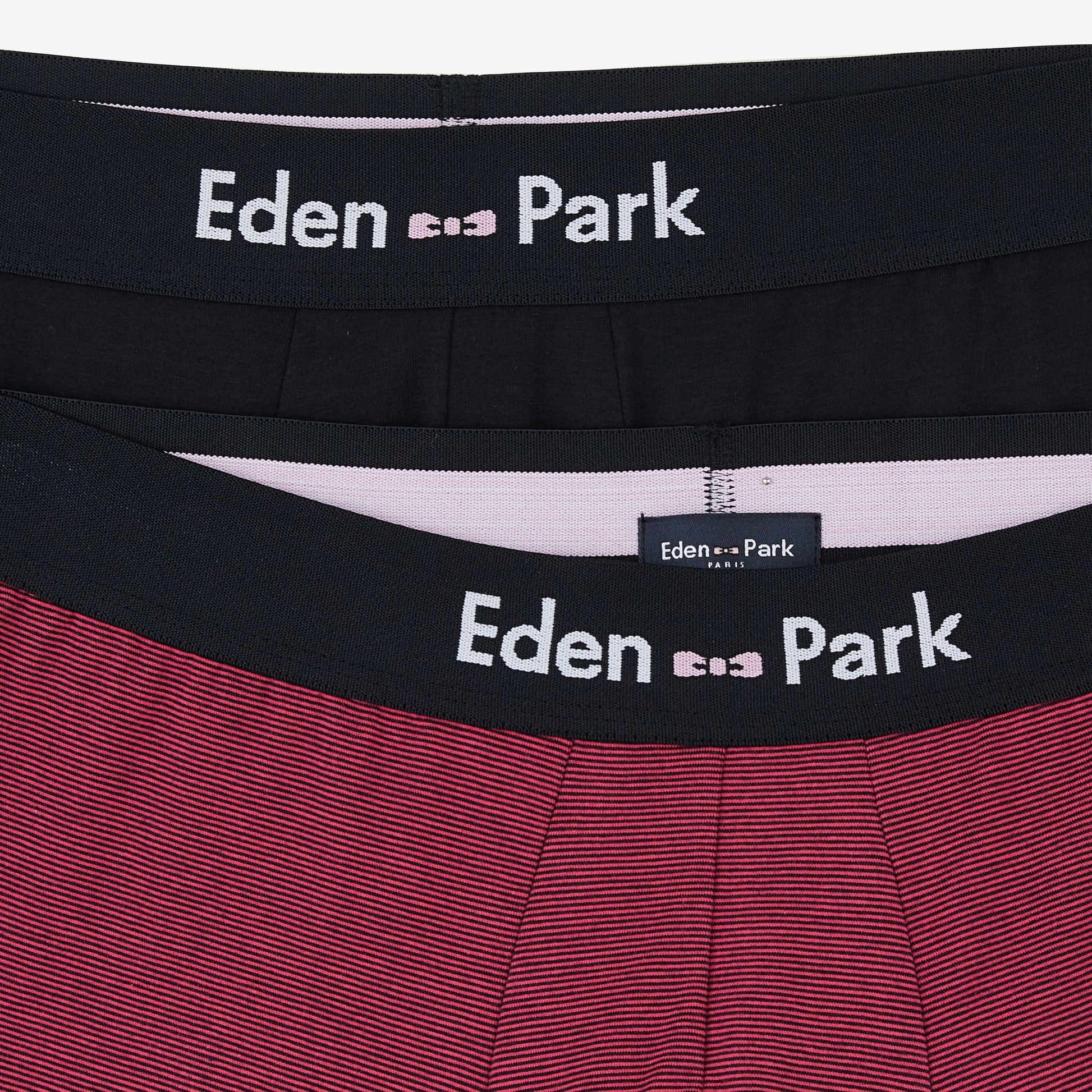 Pack de 2 boxers rouge rayé et bleu marine uni