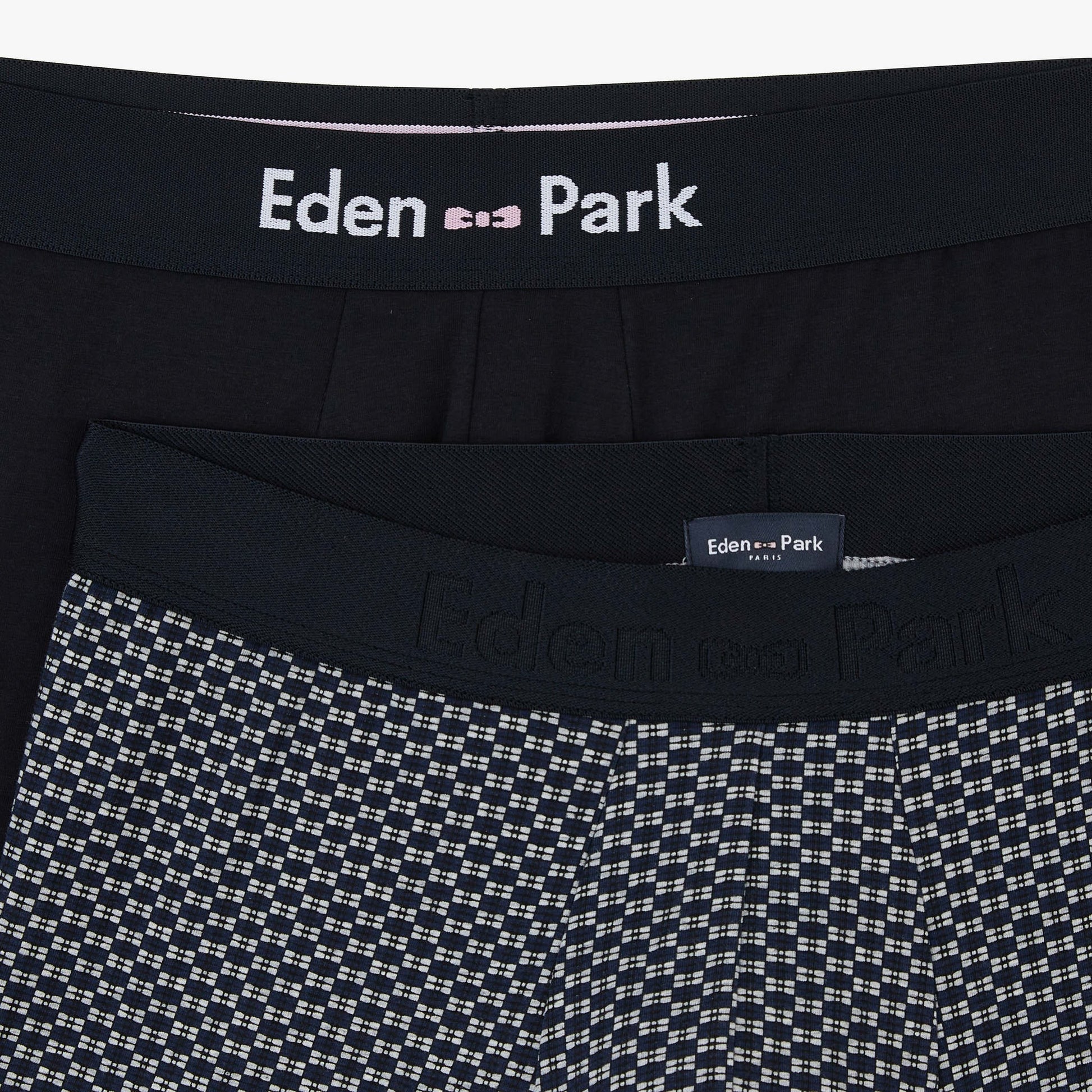 Pack de 2 boxers gris détails noeuds papillons et bleu marine uni