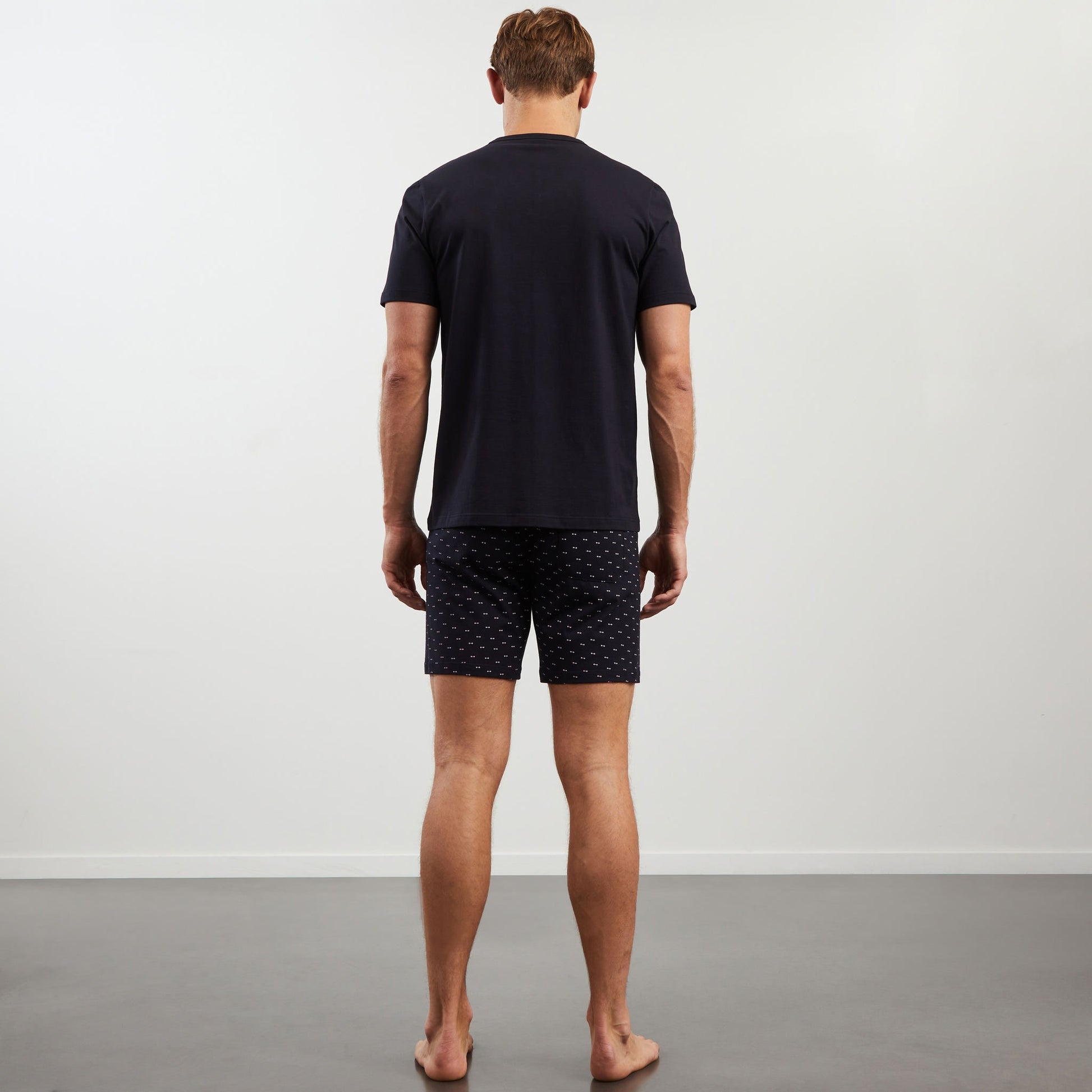 Pyjama bleu foncé uni et imprimé noeuds papillon