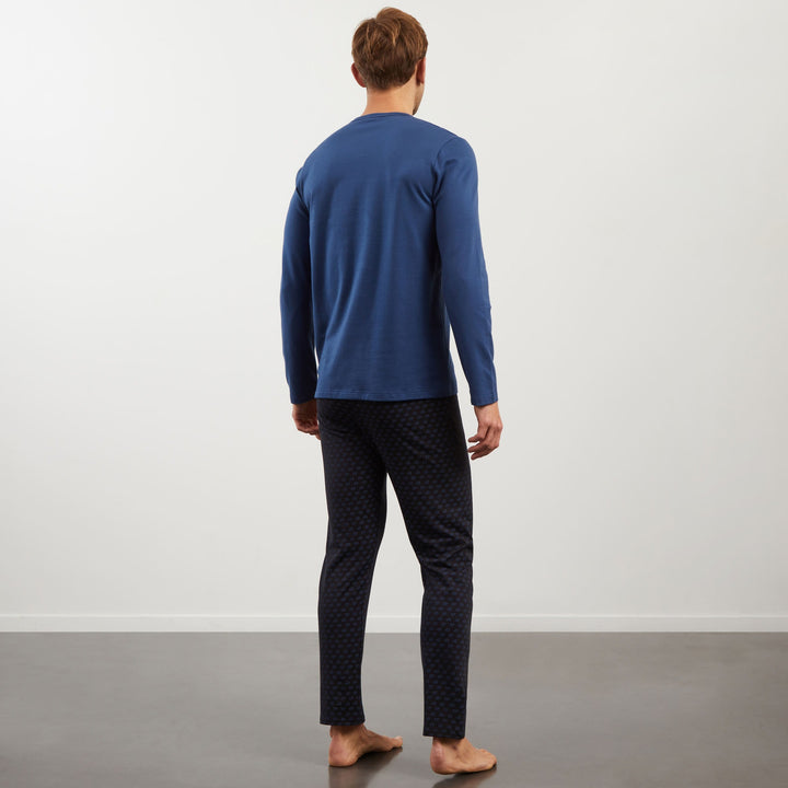 Pyjama bleu à micro-motifs exclusifs