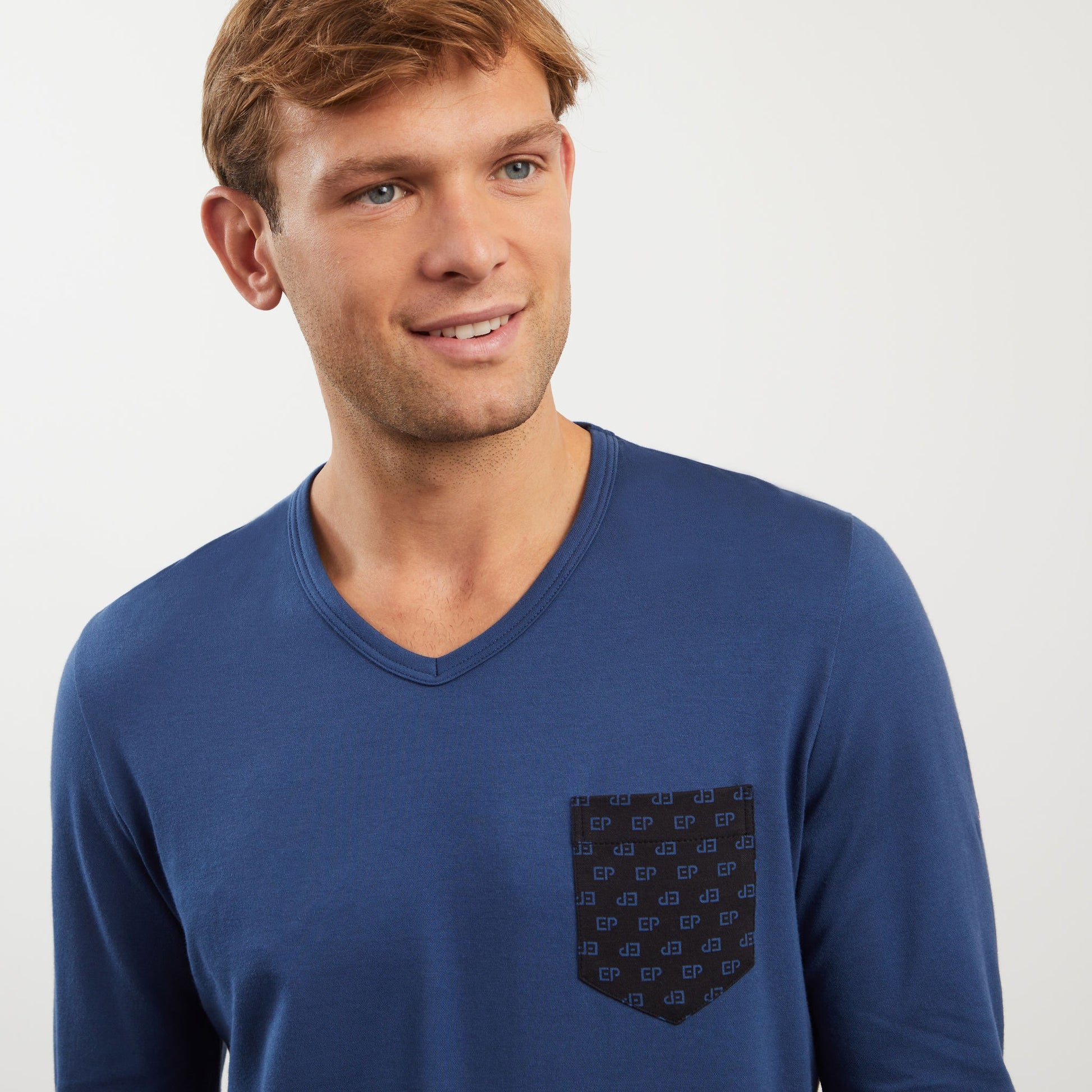 Pyjama bleu à micro-motifs exclusifs