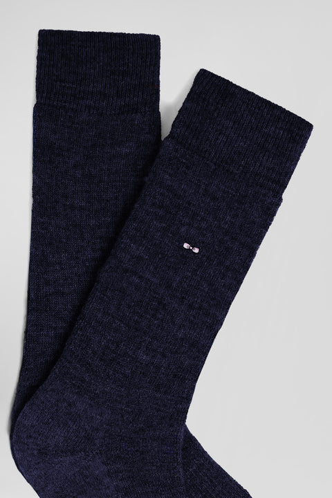 Chaussettes montantes en laine et alpaga marine - Image 2