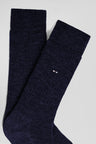 Chaussettes montantes en laine et alpaga marine