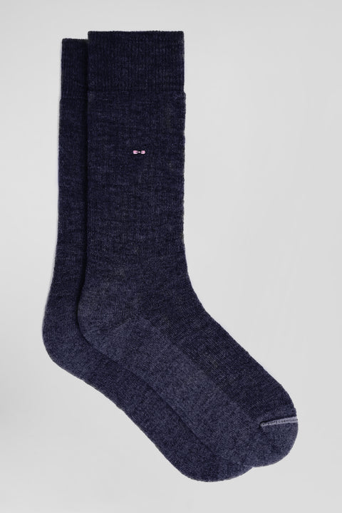 Chaussettes montantes en laine et alpaga marine - Image 1