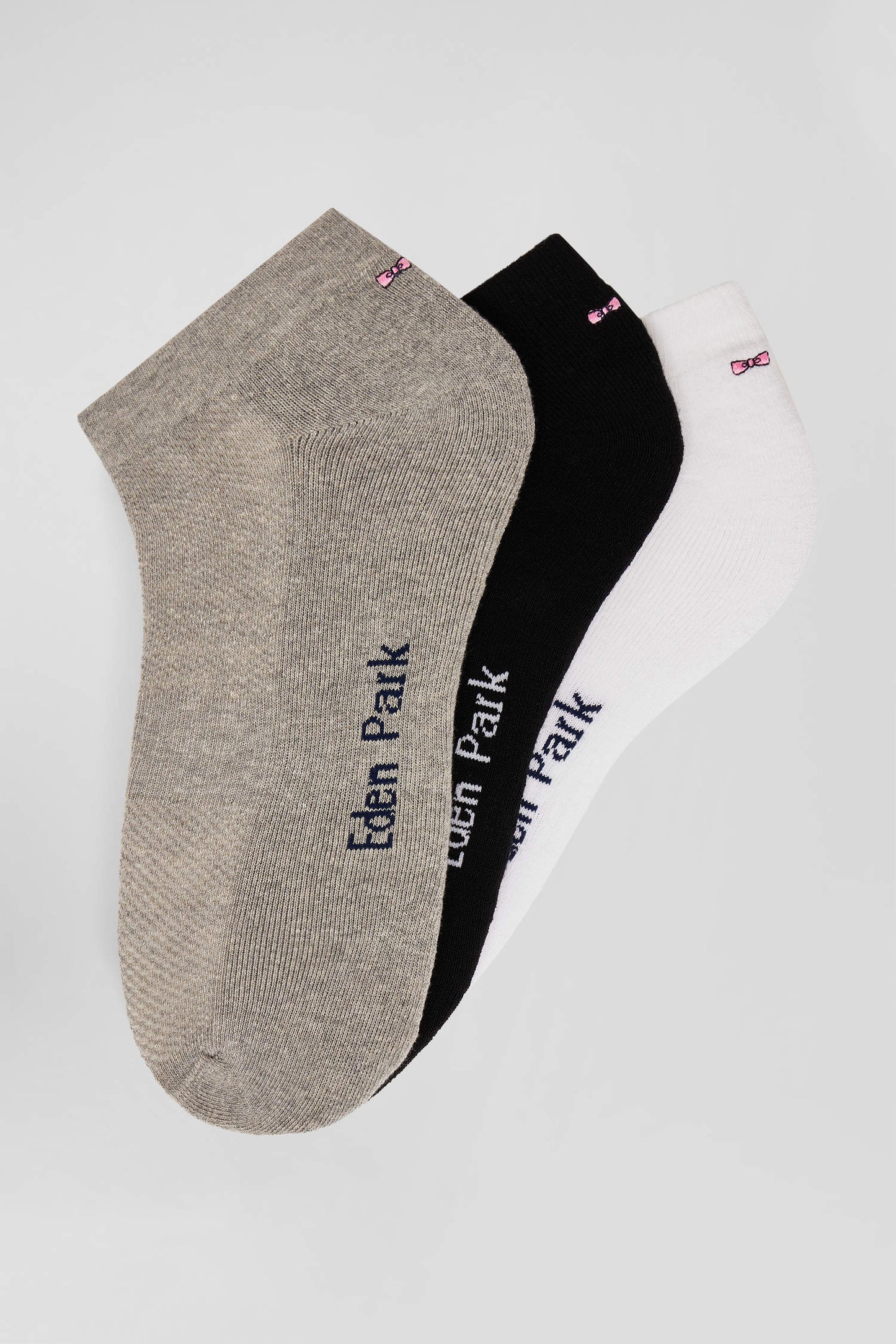 Set of 3 pairs of grey mixed cotton socks