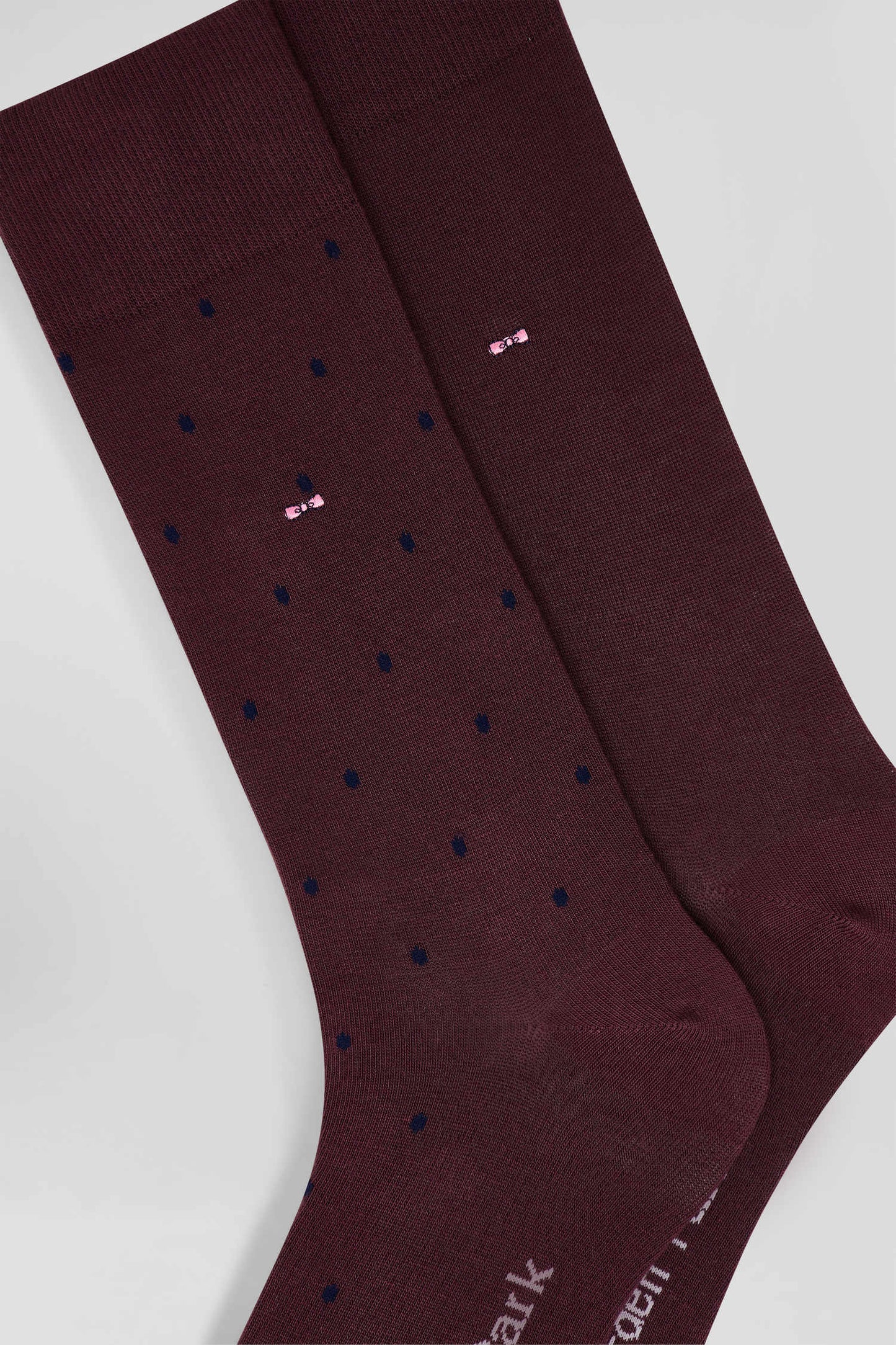Set of 2 pairs of plain burgundy stretch cotton socks