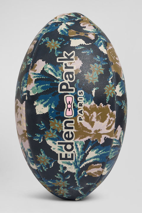 Navy blue rugby ball with floral motifs - Image 1